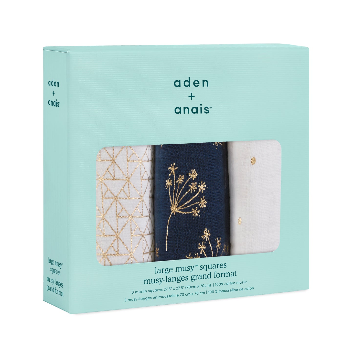 aden + anais™ organic cotton muslin merliukai (3 vnt.)