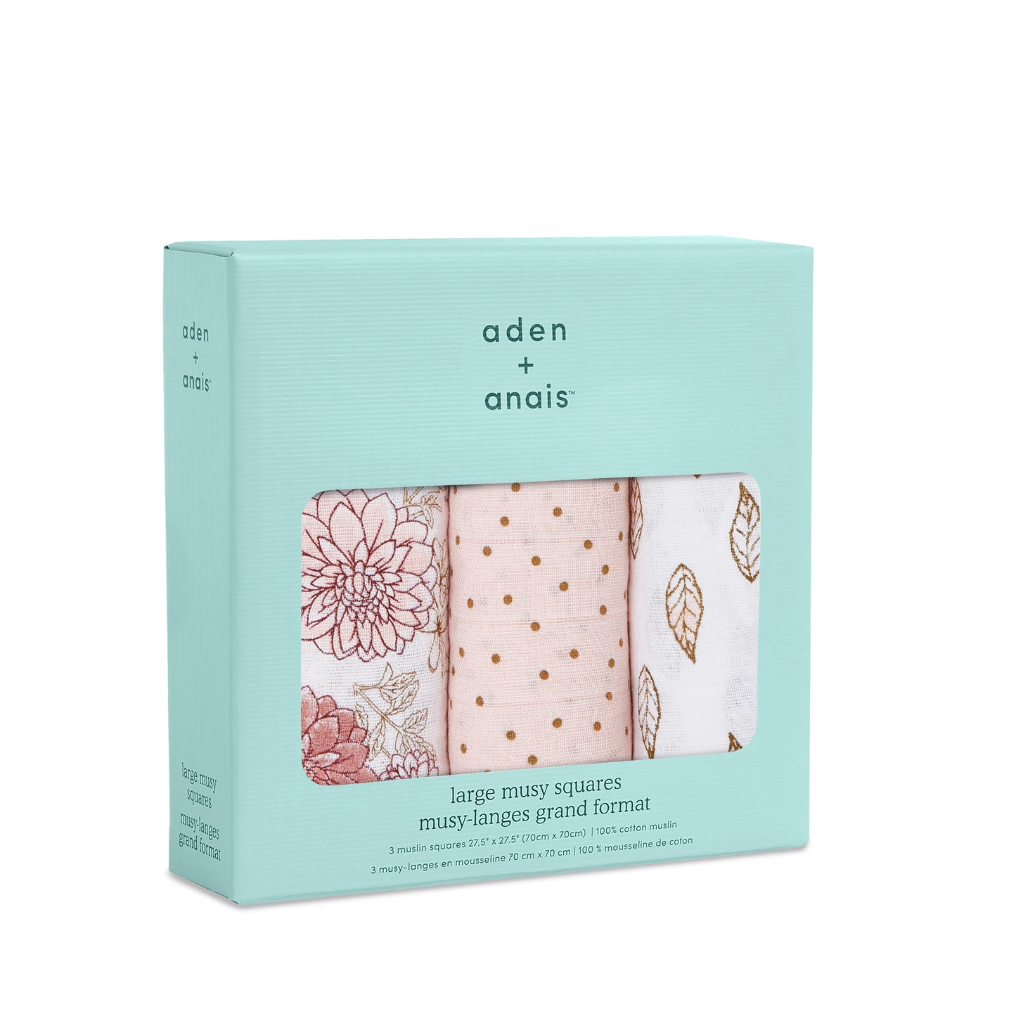 aden + anais™ organic cotton muslin merliukai (3 vnt.)