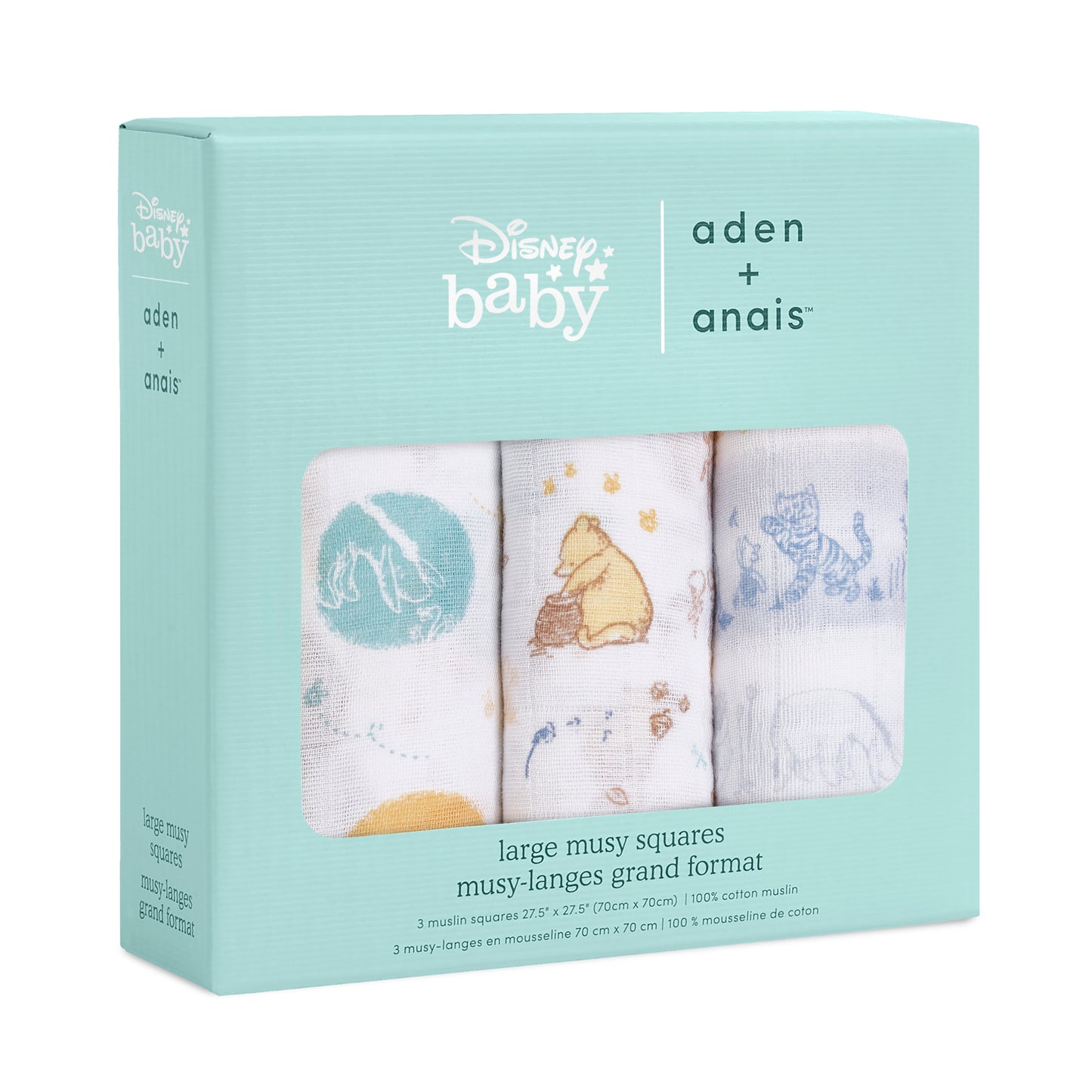 aden + anais™ organic cotton muslin merliukai (3 vnt.)