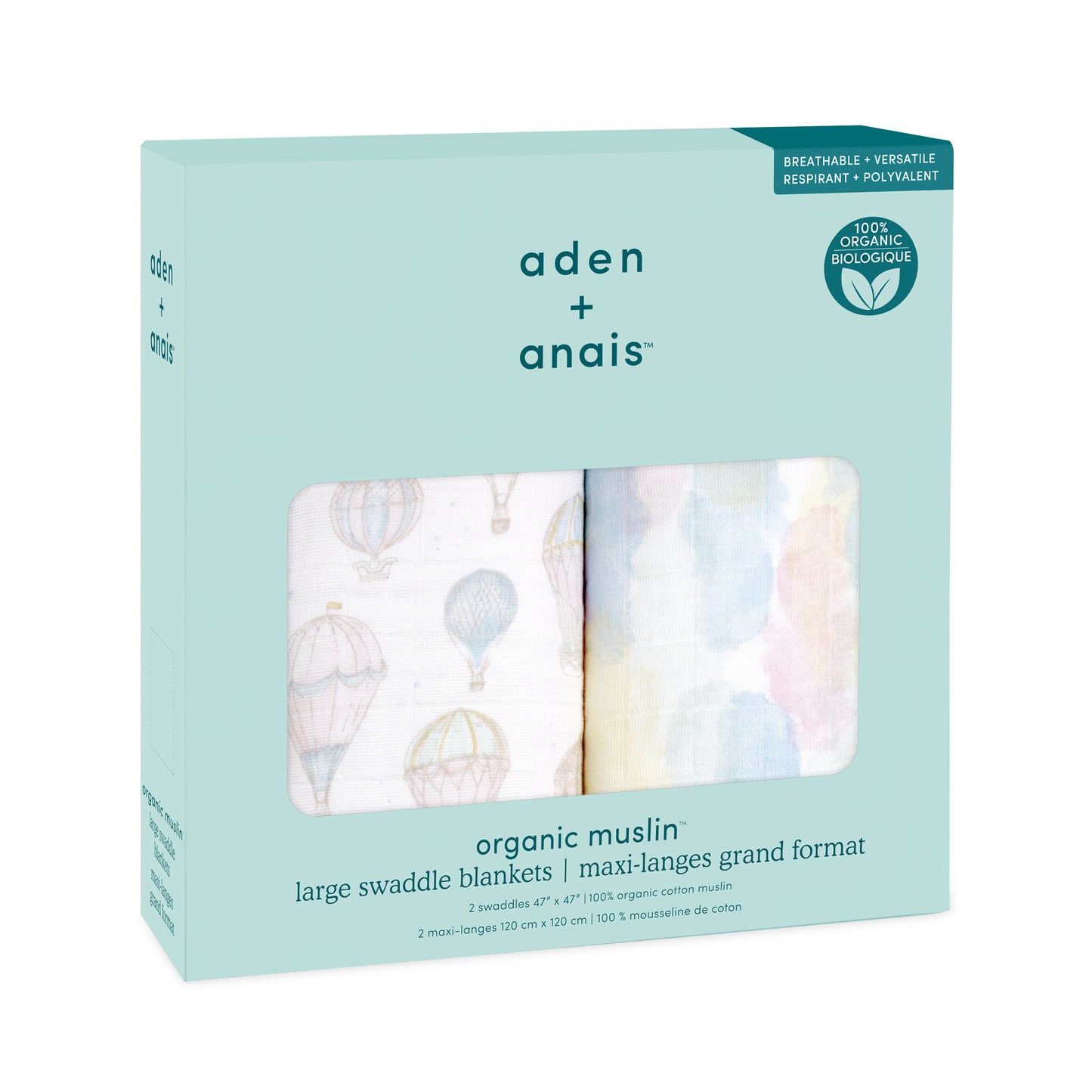 aden + anais™ organic muslin vystyklai (2 vnt.)