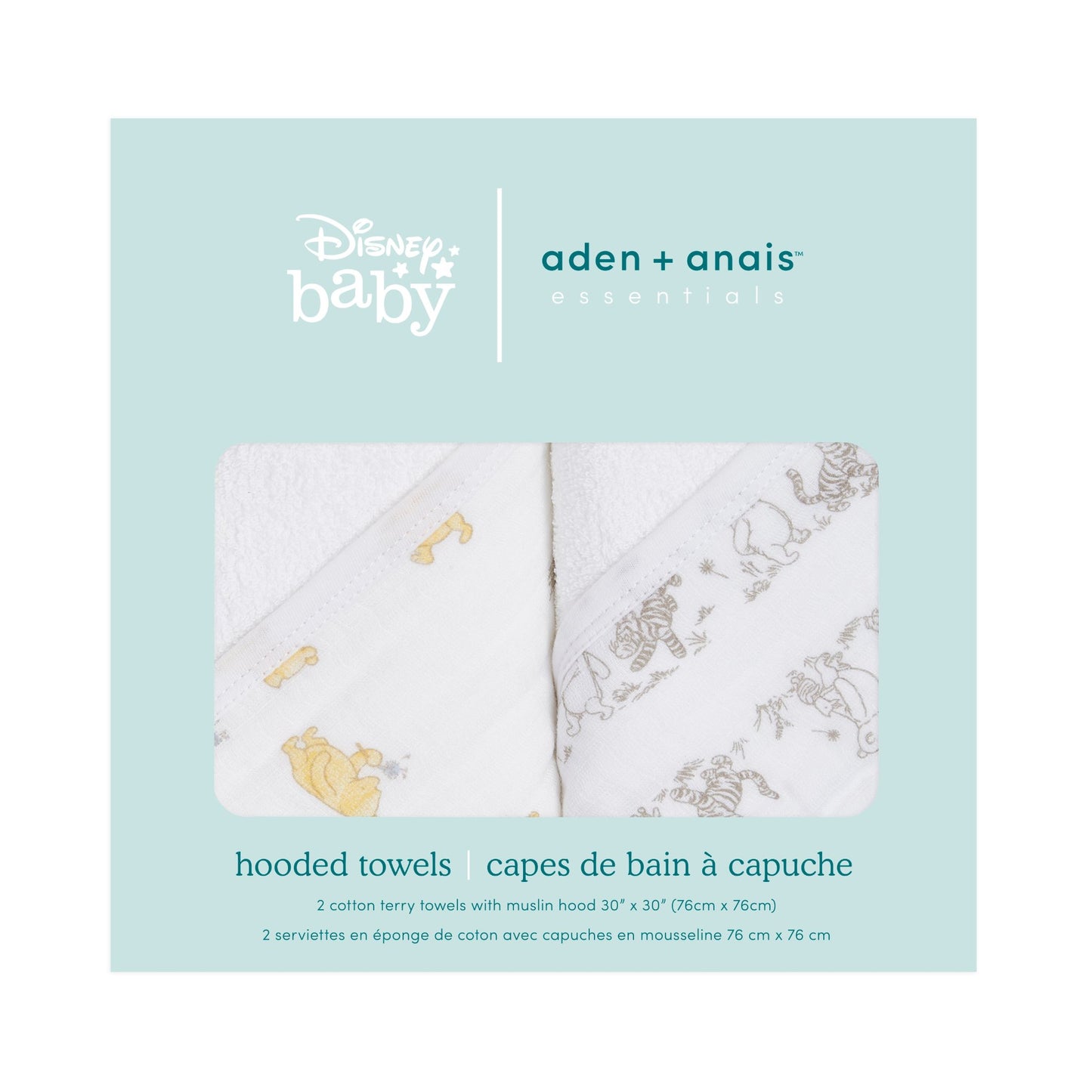 aden + anais™ essentials rankšluosčiai su gobtuvu (2 vnt.)