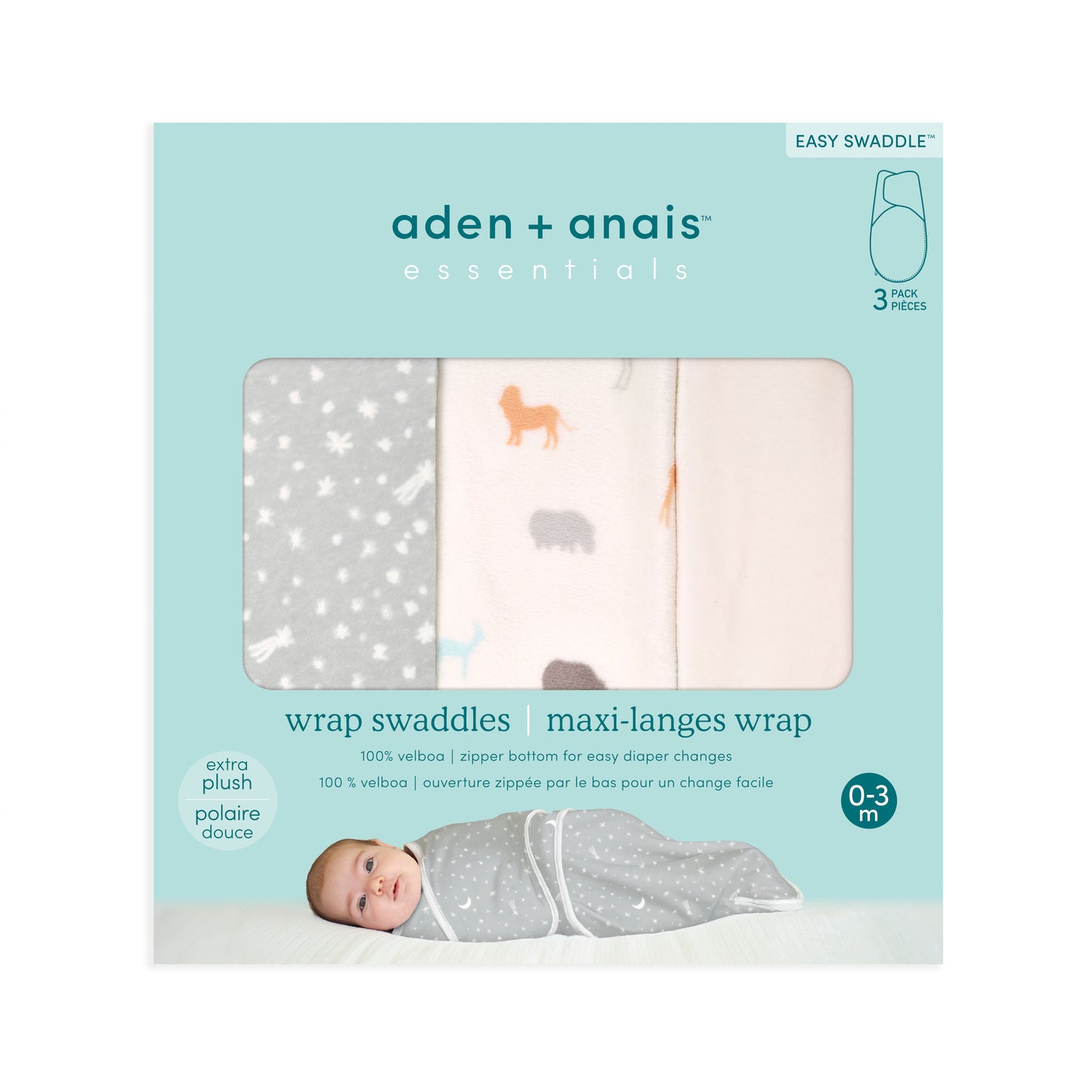aden + anais™ essentials Velboa Easy Wrap vystyklai (3vnt.)