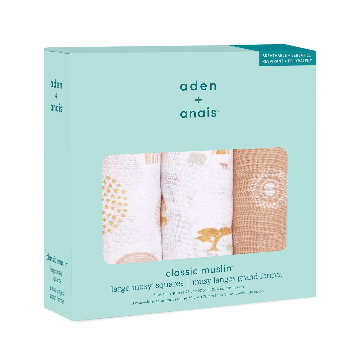 aden + anais™ organic cotton muslin merliukai (3 vnt.)