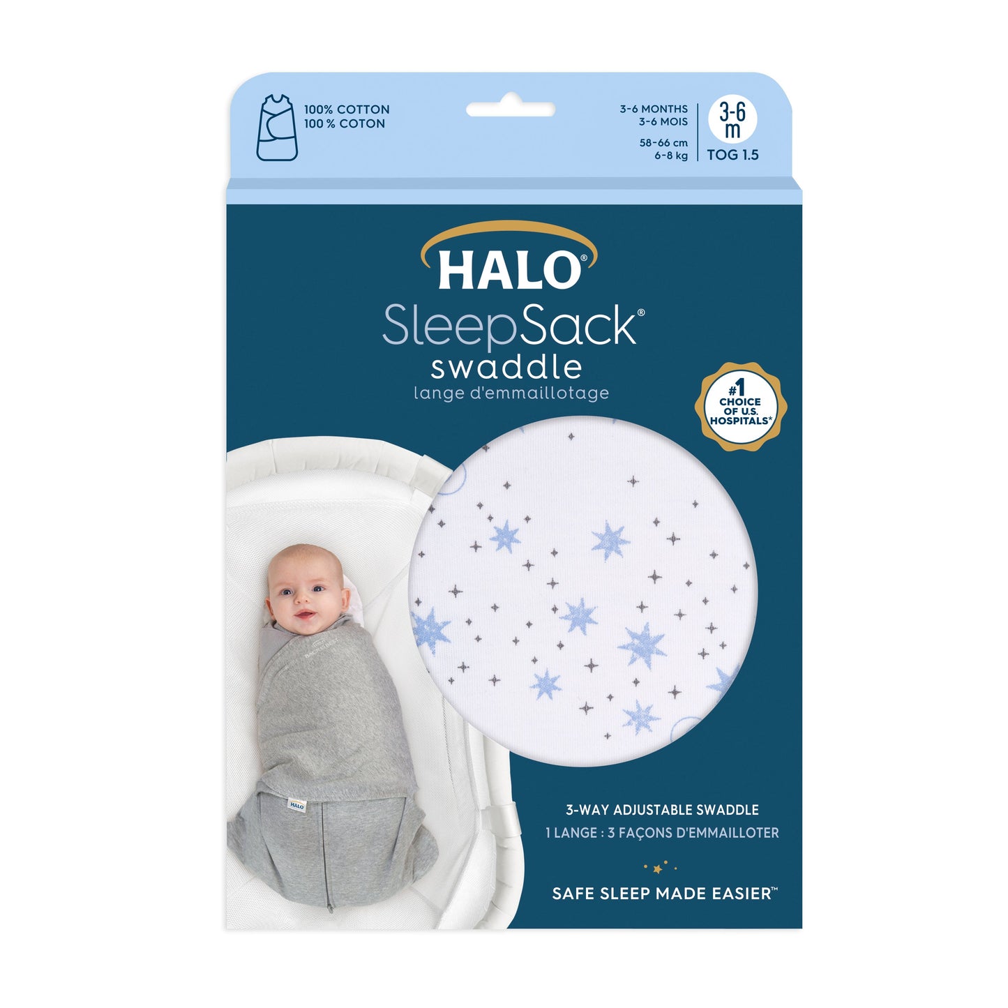 HALO SLEEPSACK® swaddle 1.5 TOG vystyklas - miegmaišis