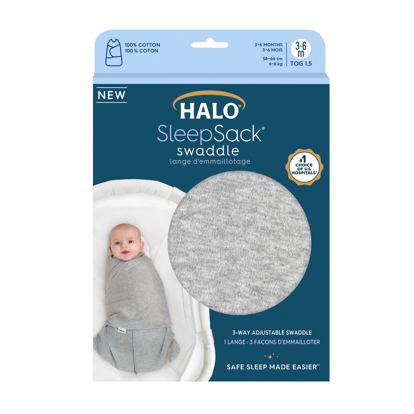 HALO SLEEPSACK® swaddle 1.5 TOG vystyklas - miegmaišis
