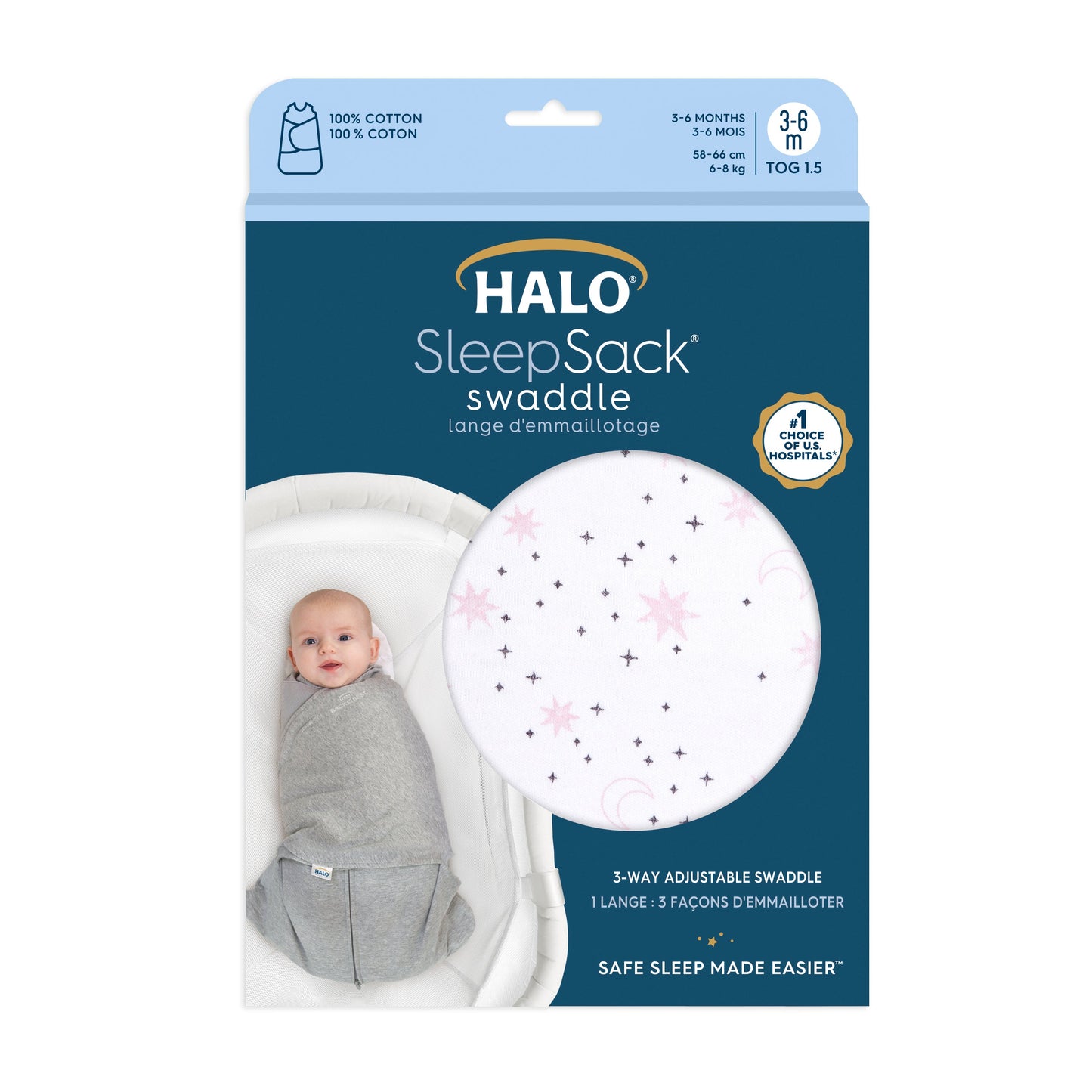 HALO SLEEPSACK® swaddle 1.5 TOG vystyklas - miegmaišis