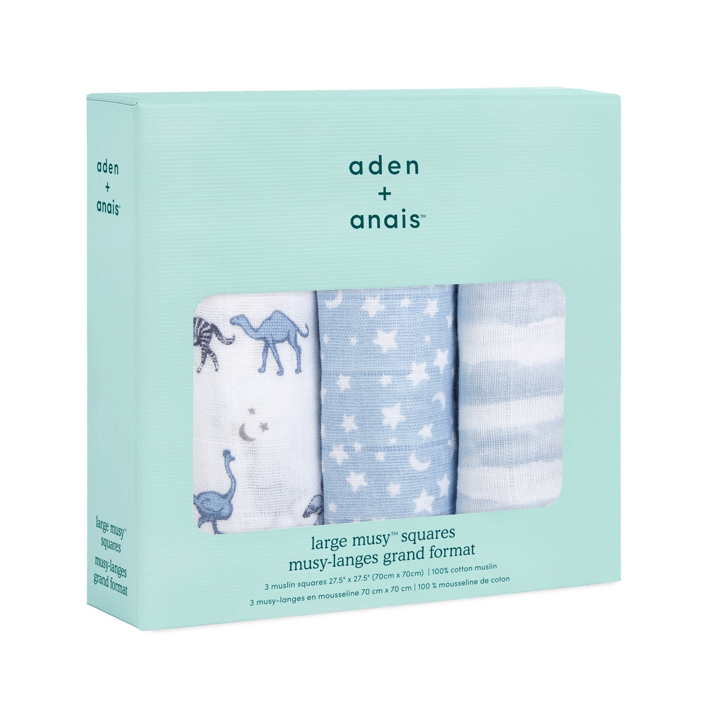 aden + anais™ organic cotton muslin merliukai (3 vnt.) - Tiny Humans