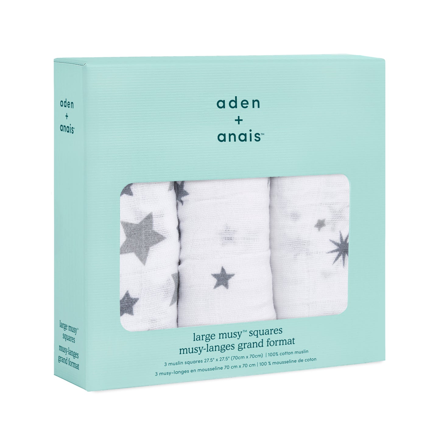 aden + anais™ organic cotton muslin merliukai (3 vnt.) - Tiny Humans
