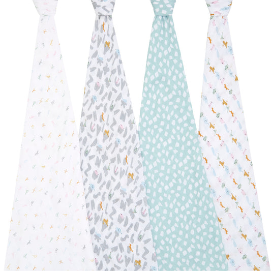 aden + anais™ essentials cotton muslin vystyklai (4 vnt.) - Tiny Humans