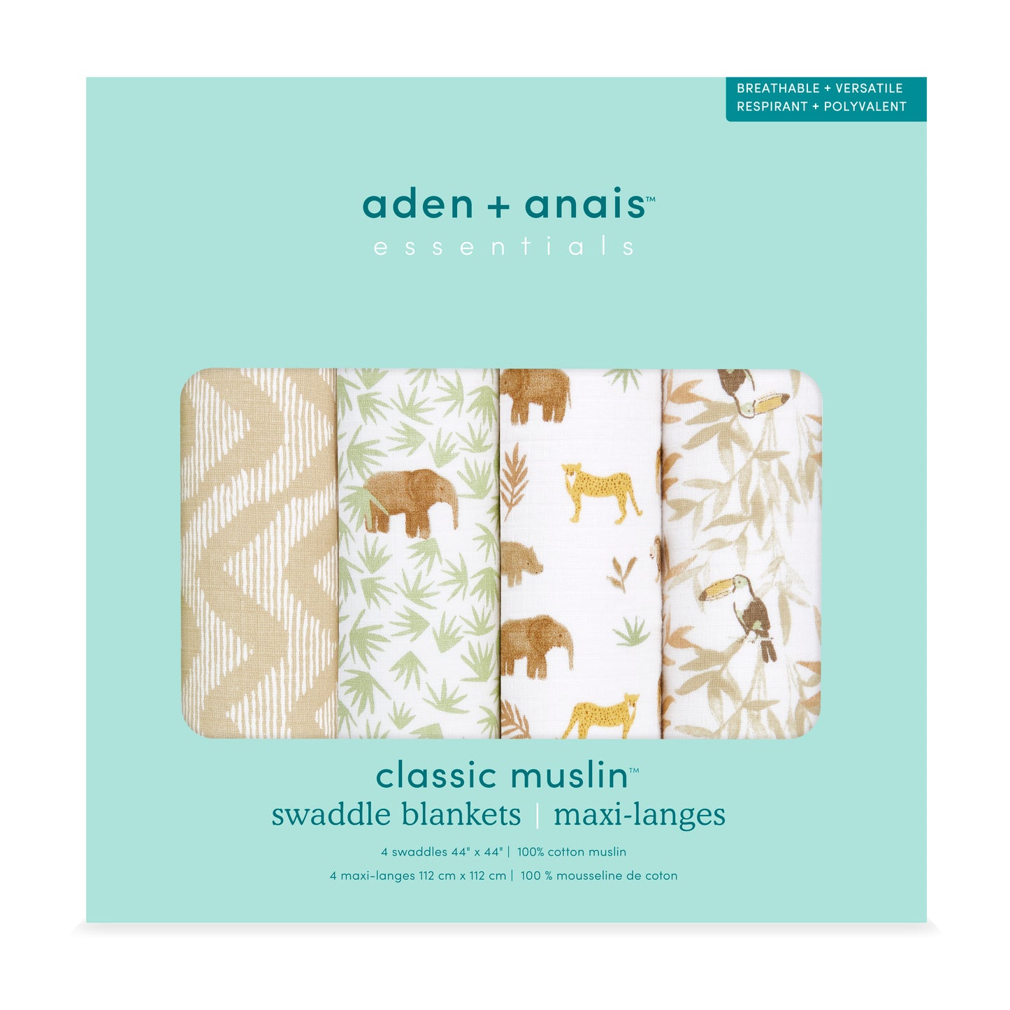aden + anais™ essentials cotton muslin vystyklai (4 vnt.) - Tiny Humans