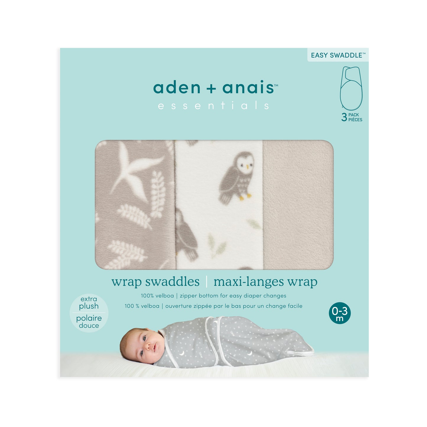 aden + anais™ essentials Velboa Easy Wrap vystyklai (3vnt.) - Tiny Humans