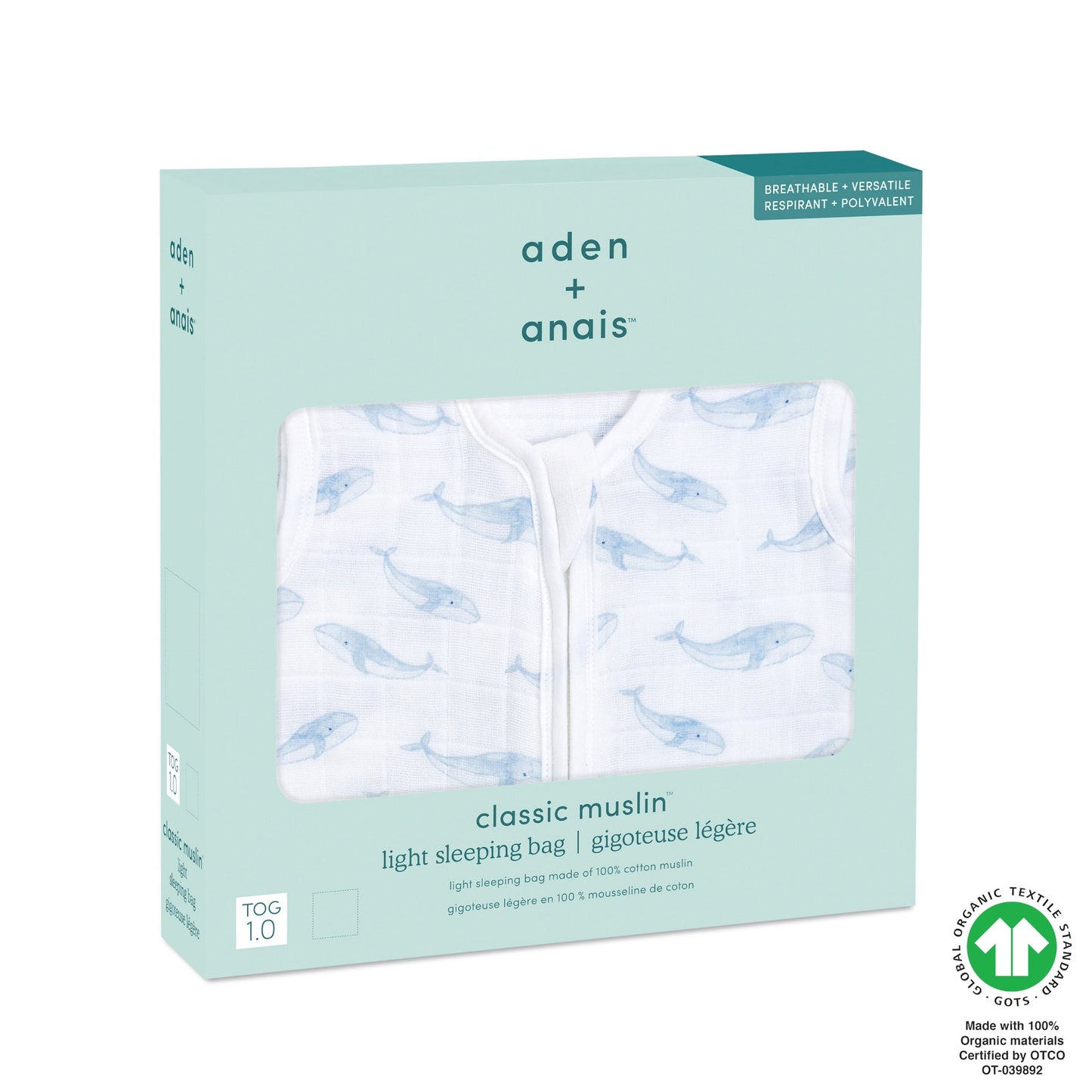 aden+anais™ Organic muslino miegmaišis 1.0 TOG - Tiny Humans