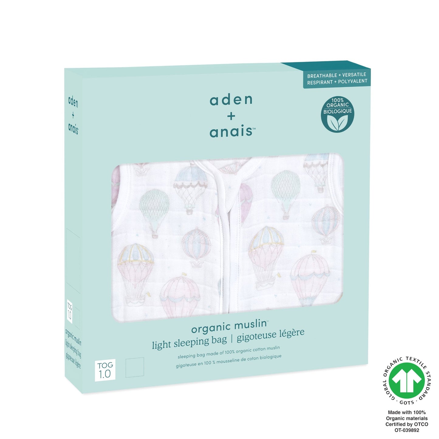 aden+anais™ Organic muslino miegmaišis 1.0 TOG - Tiny Humans