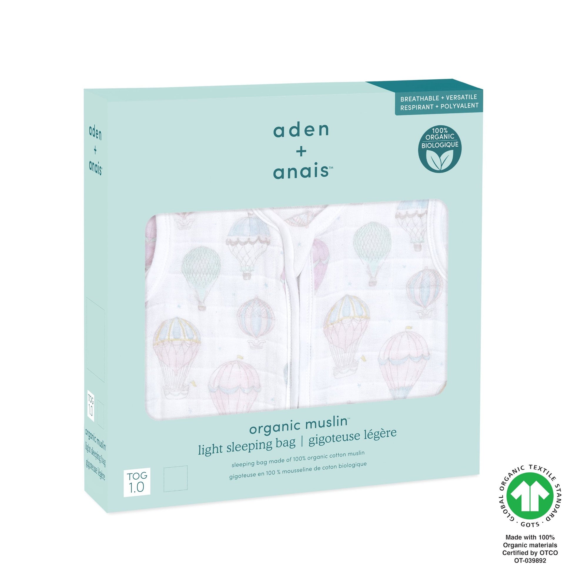 aden+anais™ Organic muslino miegmaišis 1.0 TOG - Tiny Humans