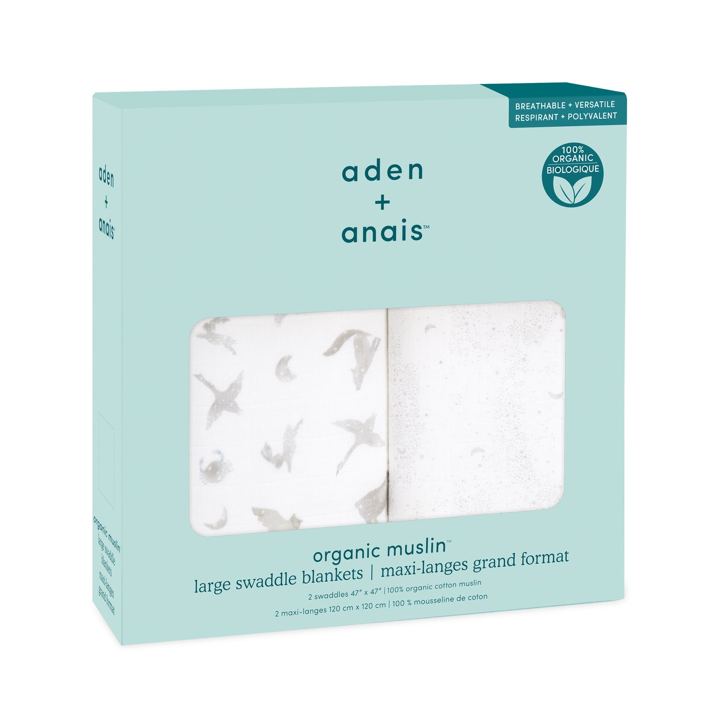 aden + anais™ organic muslin vystyklai (2 vnt.) - Tiny Humans