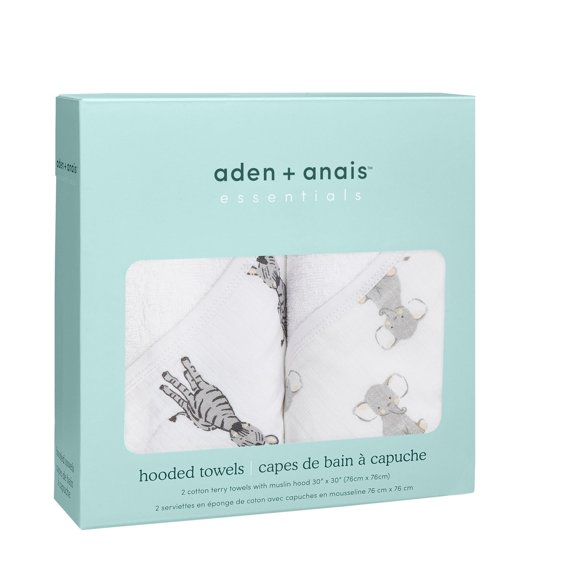 aden + anais™ essentials rankšluosčiai su gobtuvu (2 vnt.) - Tiny Humans
