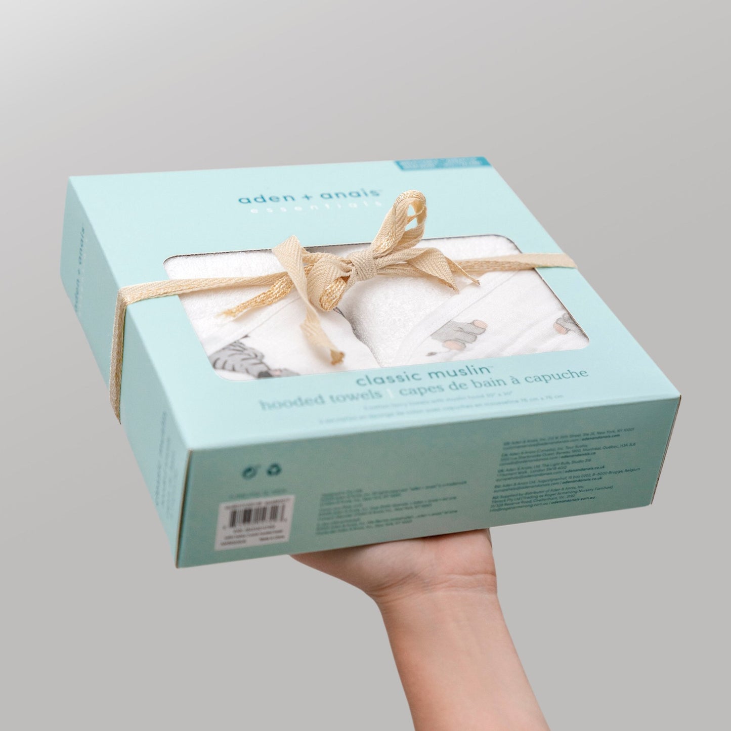 aden + anais™ essentials rankšluosčiai su gobtuvu (2 vnt.) - Tiny Humans