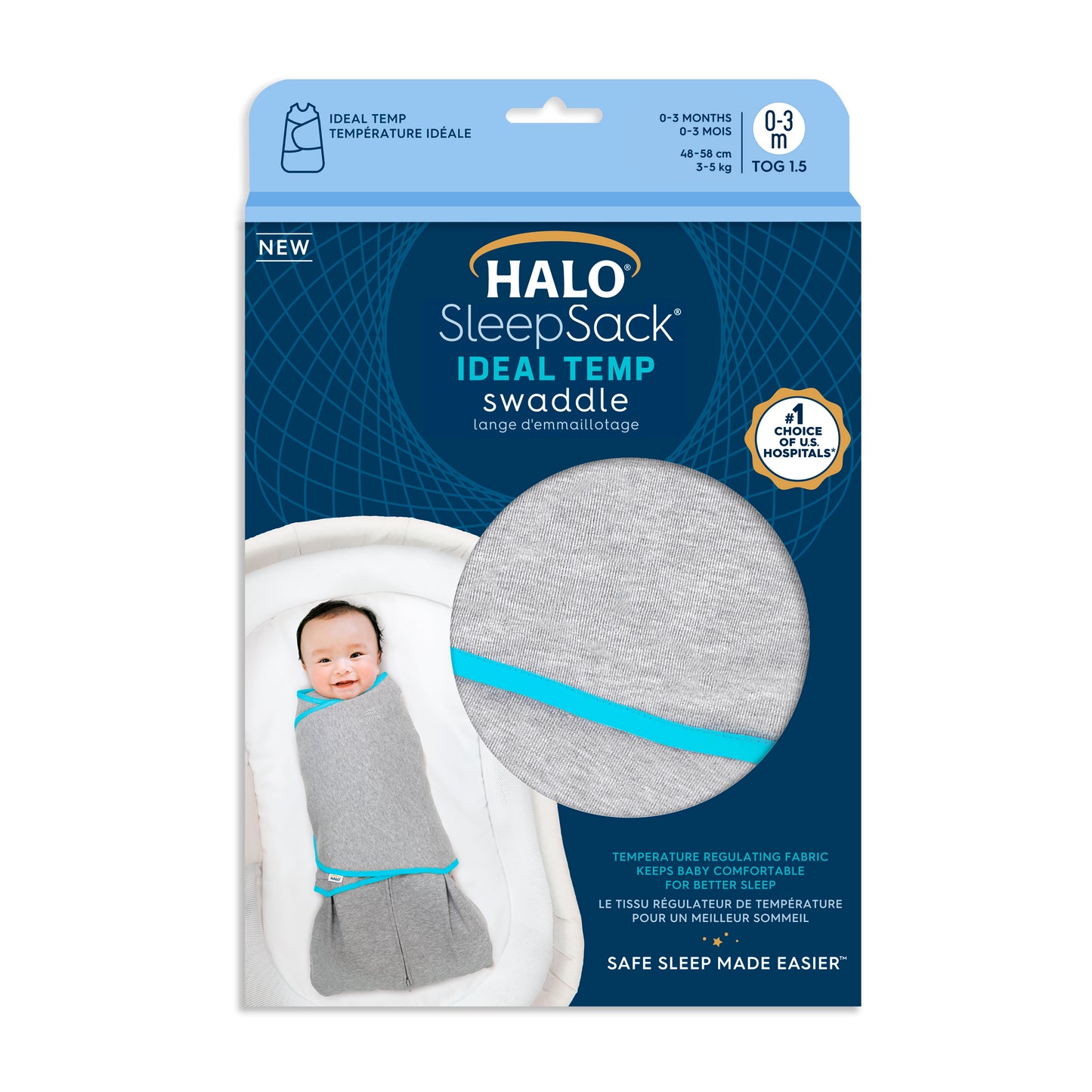 HALO SLEEPSACK® swaddle ideal temp 1.5 TOG vystyklas - miegmaišis