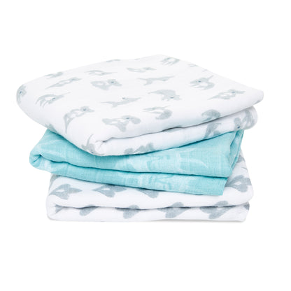 aden + anais™ organic cotton muslin merliukai (3 vnt.) - Tiny Humans