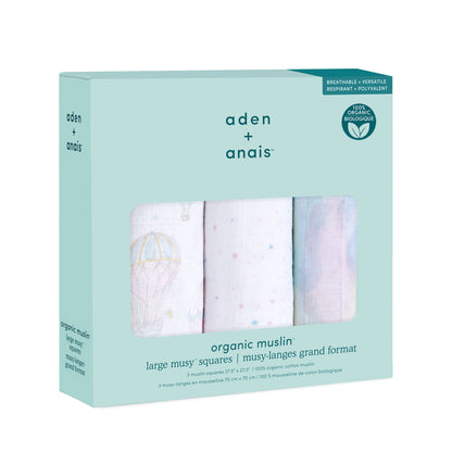 aden + anais™ organic cotton muslin merliukai (3 vnt.) - Tiny Humans