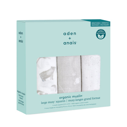 aden + anais™ organic cotton muslin merliukai (3 vnt.) - Tiny Humans