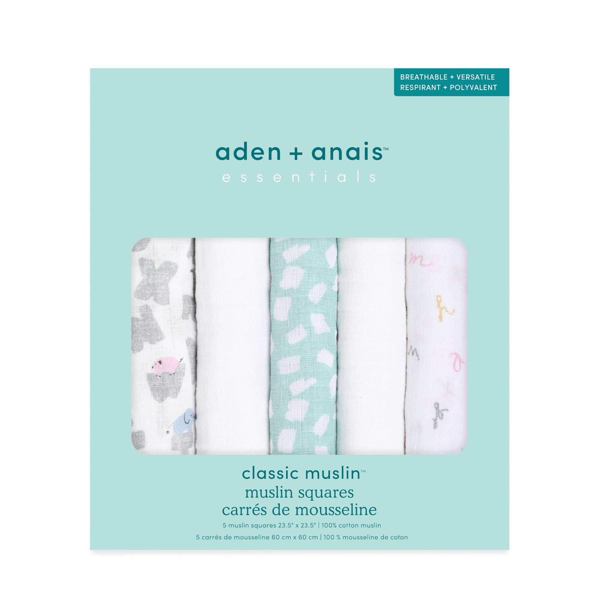aden + anais™ essentials classic muslin merliukai (5 vnt.) - Tiny Humans