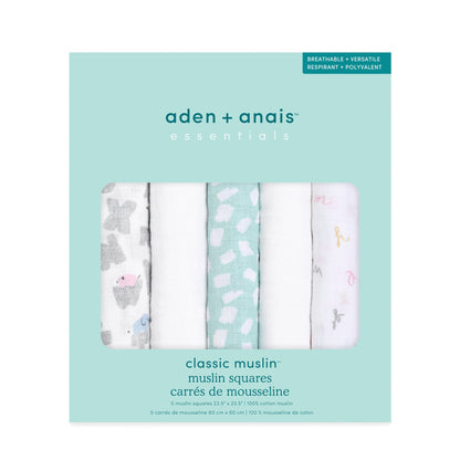 aden + anais™ essentials classic muslin merliukai (5 vnt.) - Tiny Humans