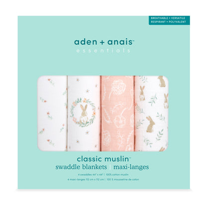 aden + anais™ essentials cotton muslin vystyklai (4 vnt.) - Tiny Humans