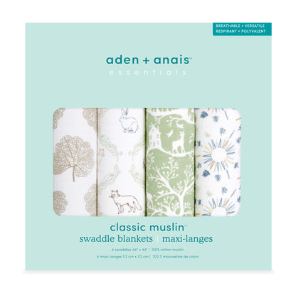 aden + anais™ essentials cotton muslin vystyklai (4 vnt.) - Tiny Humans
