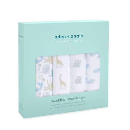 aden + anais™ essentials cotton muslin vystyklai (4 vnt.) - Tiny Humans
