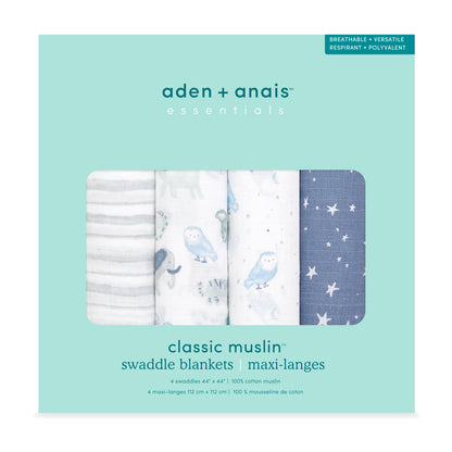 aden + anais™ essentials cotton muslin vystyklai (4 vnt.) - Tiny Humans