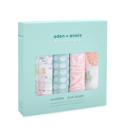 aden + anais™ essentials cotton muslin vystyklai (4 vnt.) - Tiny Humans