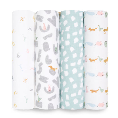 aden + anais™ essentials cotton muslin vystyklai (4 vnt.) - Tiny Humans