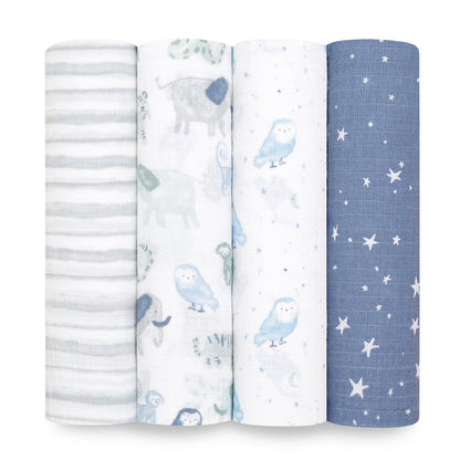 aden + anais™ essentials cotton muslin vystyklai (4 vnt.) - Tiny Humans