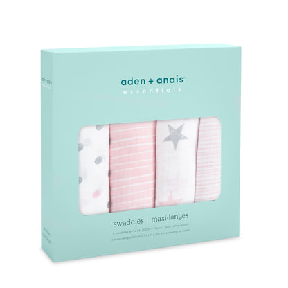 aden + anais™ essentials cotton muslin vystyklai (4 vnt.) - Tiny Humans