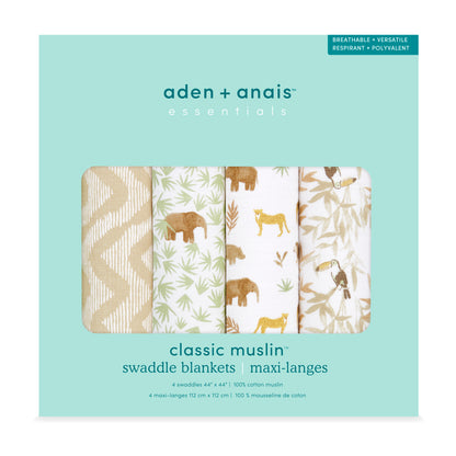 aden + anais™ essentials cotton muslin vystyklai (4 vnt.) - Tiny Humans