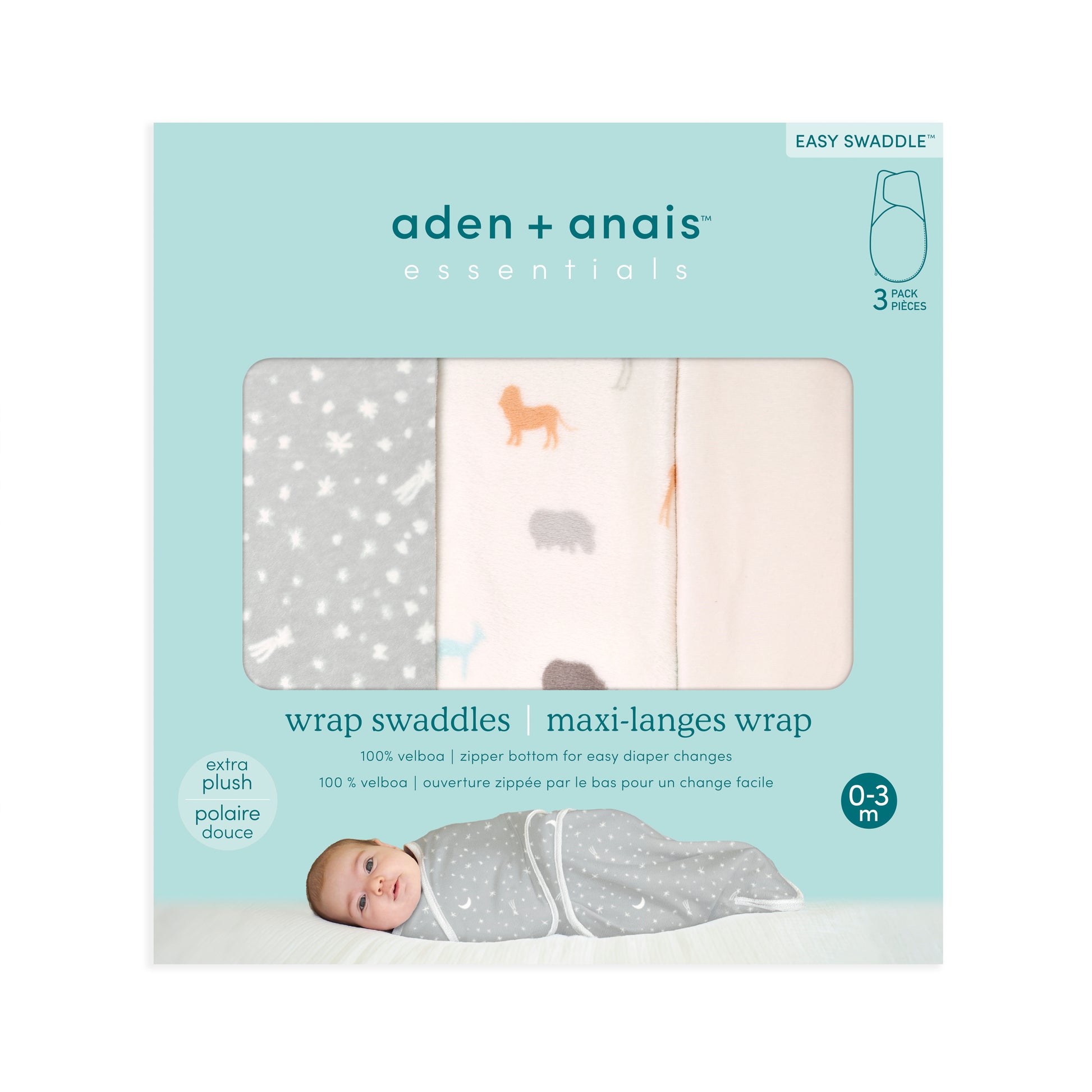 aden + anais™ essentials Velboa Easy Wrap vystyklai (3vnt.) - Tiny Humans