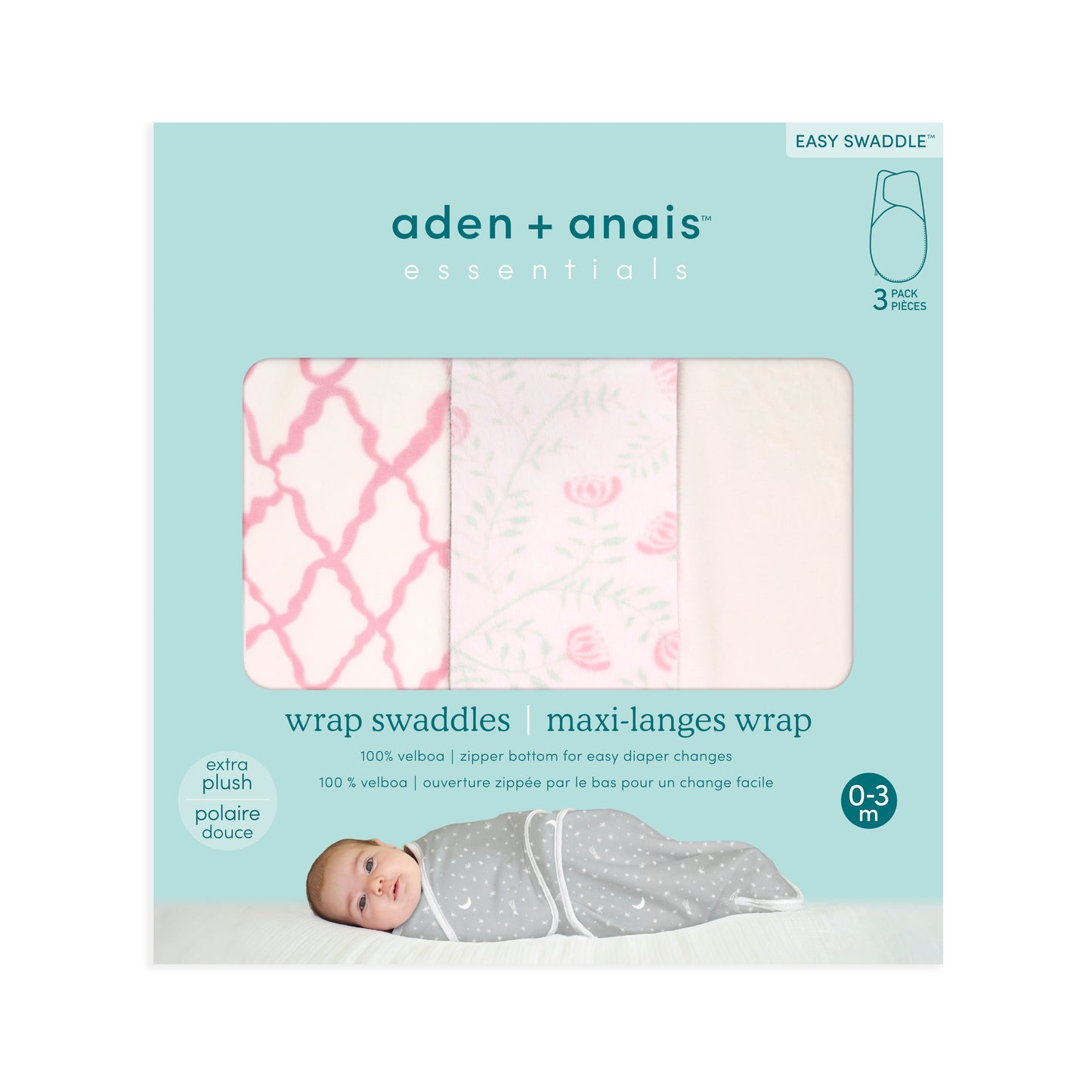 aden + anais™ essentials Velboa Easy Wrap vystyklai (3vnt.) - Tiny Humans