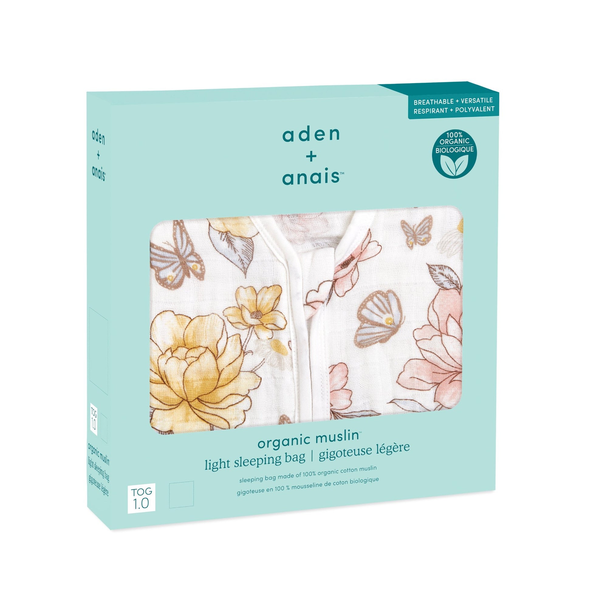 aden+anais™ Organic muslino miegmaišis 1.0 TOG - Tiny Humans