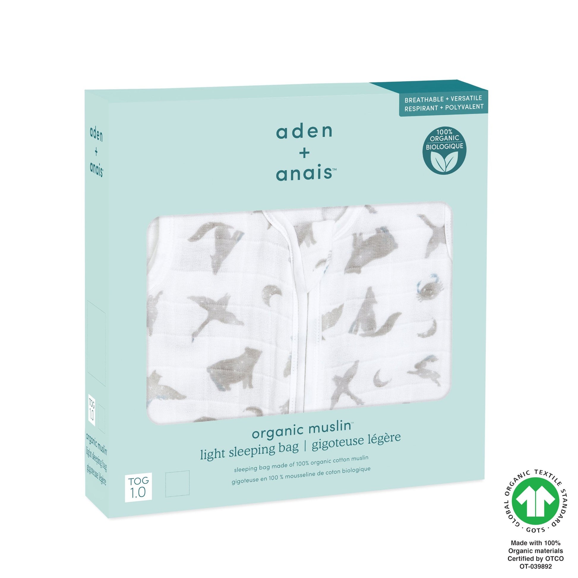 aden+anais™ Organic muslino miegmaišis 1.0 TOG - Tiny Humans