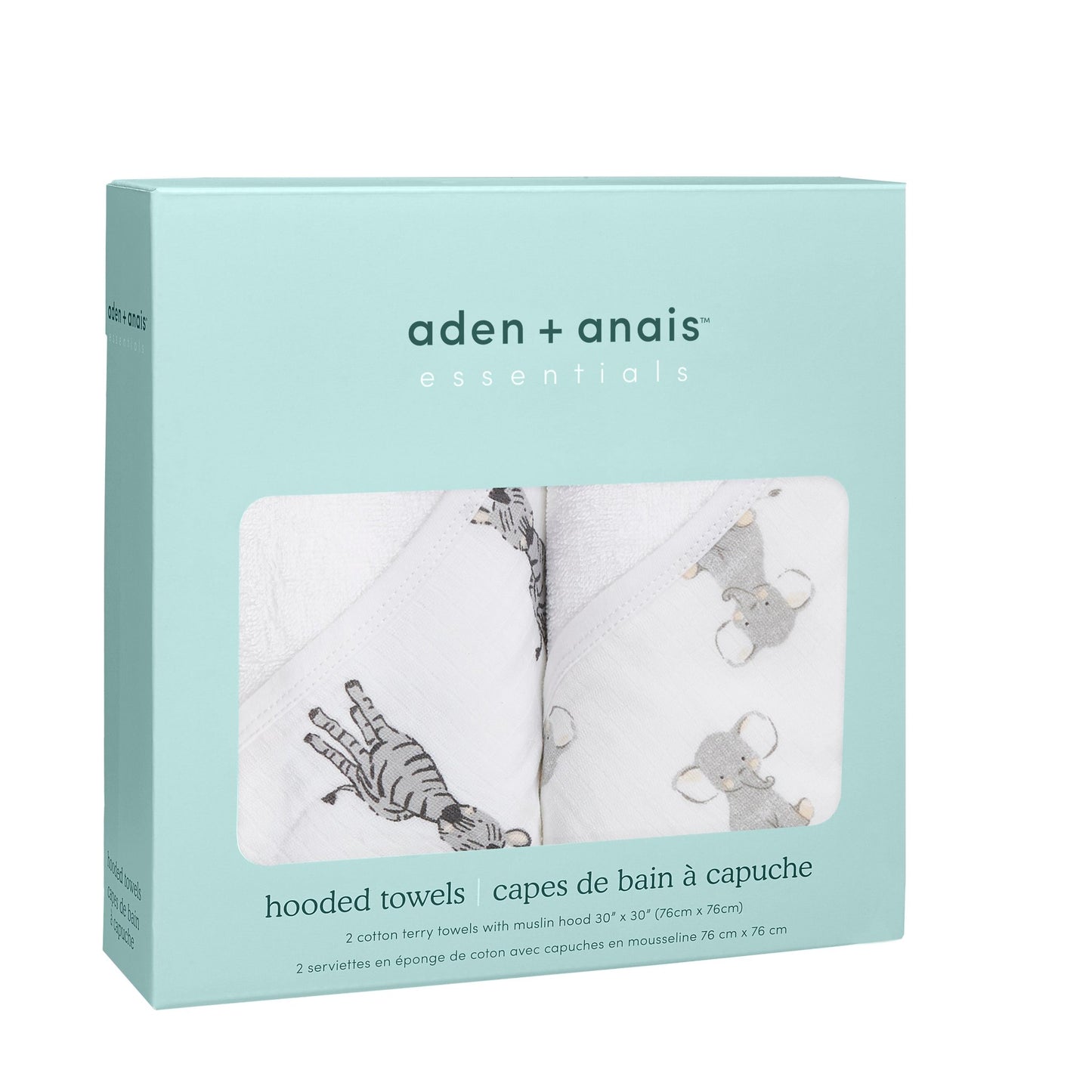 aden + anais™ essentials rankšluosčiai su gobtuvu (2 vnt.) - Tiny Humans