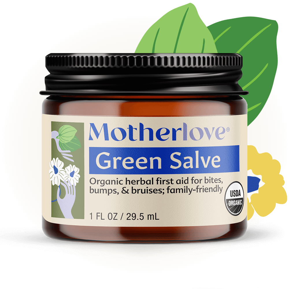 Motherlove® Green Salve daugiafunkcinis raminamasis balzamas nubrozdinimamas, įkandimams, mėlynėms ir kt. odos sudirginimams - Tiny Humans