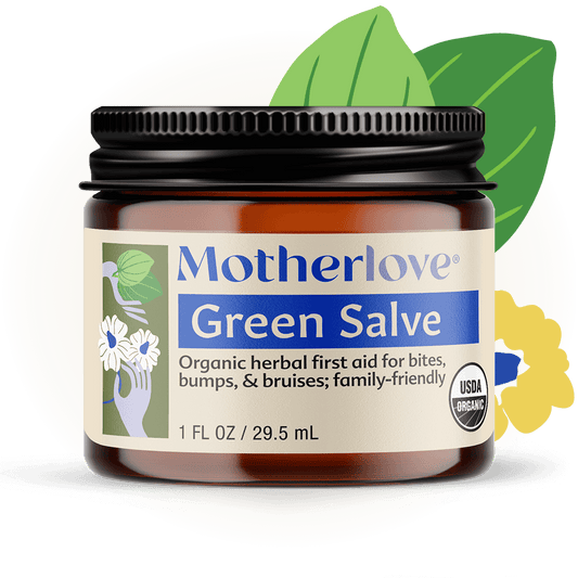 Motherlove® Green Salve daugiafunkcinis raminamasis balzamas nubrozdinimamas, įkandimams, mėlynėms ir kt. odos sudirginimams - Tiny Humans